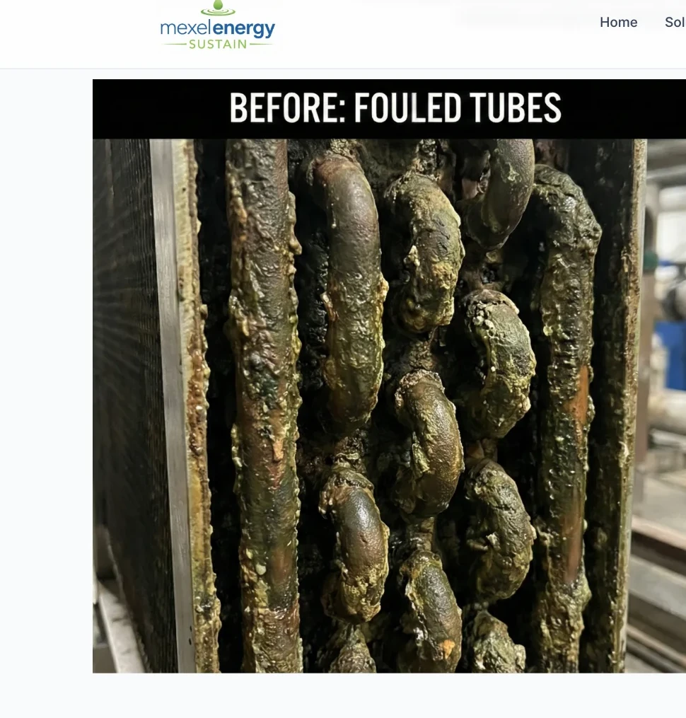 Cooling tube surface with visible fouling